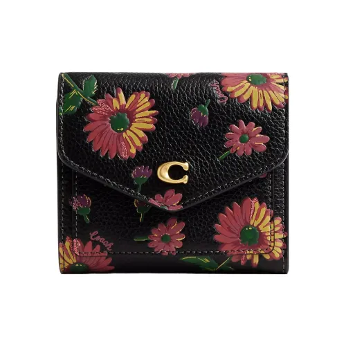 COACH Wyn Кожа Монета Кошелек Кошелек Маленький Женский Латунь и Черный и Многоцветный