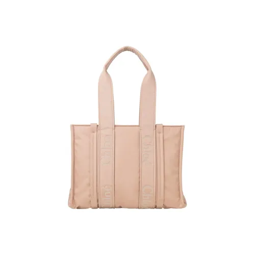 Chloe Woody Переработанный Нейлон Тоут Сумка Сумка для покупок Сумка через плечо Сумка среднего размера Женская Розовая