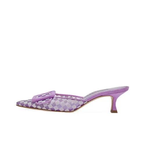 MANOLO BLAHNIK Домашние тапочки 5 см Женские Фиолетовые