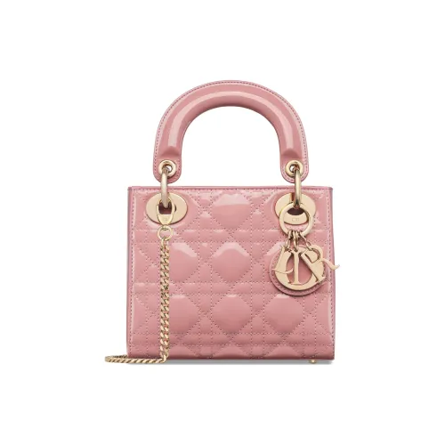 DIOR Lady Dior Лакированная кожа Коровья кожа Сумка Lady Dior Сумка через плечо Сумка Мини Женская Розовая