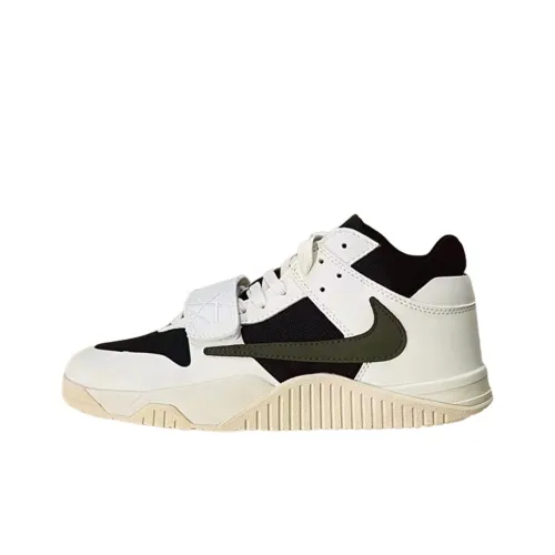 Travis Scott x Jordan Cut The Check Slip-Resistant MID Топ Винтажные Баскетбольные Кроссовки Мужские Белый Черный Зеленый