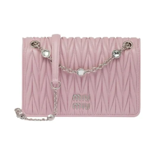 MIU MIU Matelassé Мягкий Овца Кожа Сумка через плечо Сумка на плечо Мини Женская Снежно-розовая