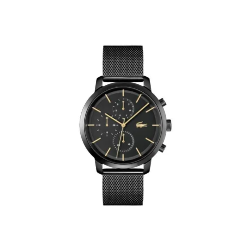 LACOSTE Мужские часы Кварцевый механизм Ремешок из нержавеющей стали 44 мм Черный циферблат