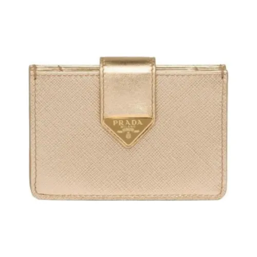 PRADA Saffiano Кожа Держатель для карт Стандартный Женский Бежевый