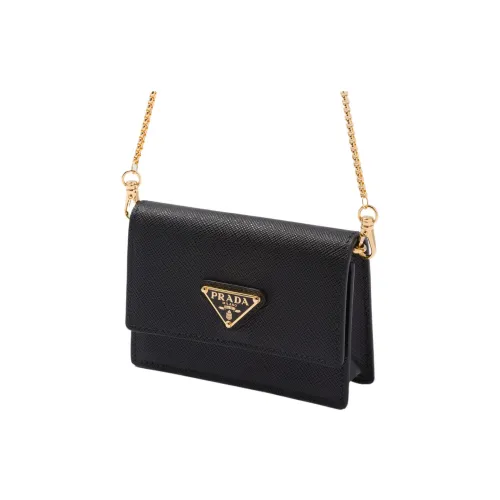 PRADA Кожа Держатель для карт Стандартный Женский Черный