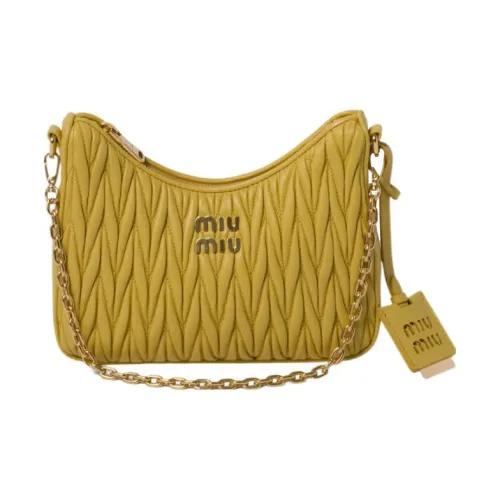 MIU MIU Matelassé Мягкий Овца Кожа Портативный Сумка через плечо Сумка на плечо Женская Ананас Желтый