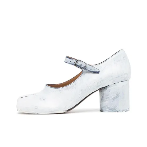 Maison Margiela Туфли Мэри Джейн с грубым каблуком 5,5 см белые для женщин