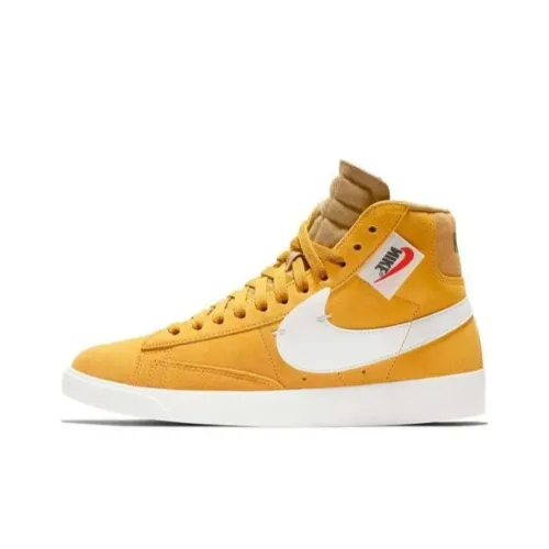 Nike Blazer Mid Rebel Abrasion Resistant Дышащий Высокий Топ Скейтборд Кроссовки Женские Желтые