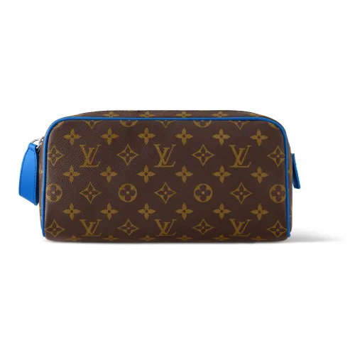 LOUIS VUITTON Dopp Kit Покрытый холст с коровья кожа цветовая комбинация сумка для туалетных принадлежностей стандартная мужская коричневый и синий