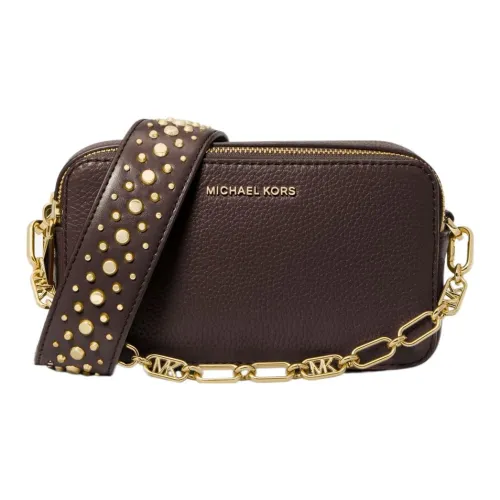 MICHAEL KORS Jet Set Зернистая кожа личи кожа сумка Camera сумка через плечо маленькая женская шоколад