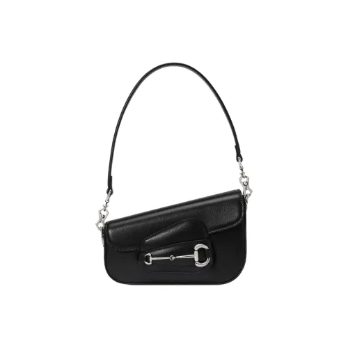 GUCCI Horsebit 1955 Переработанный Resource Растительный материал Сумка через плечо Женская Черная