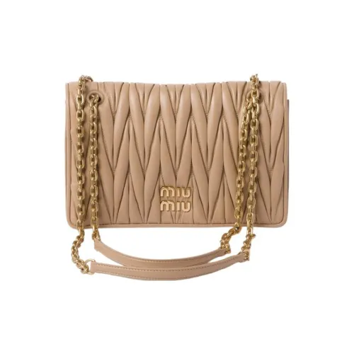MIU MIU Matelassé Мягкий Овца Кожа Сумка через плечо Сумка на плечо Женская Песочно-желтая