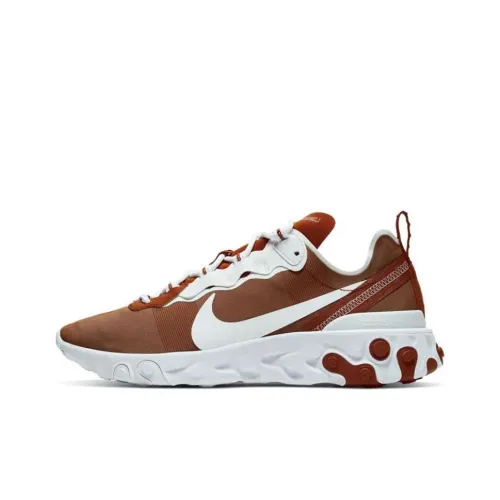 Nike React Element 55 Устойчивый к истиранию Дышащие Низкие Беговые кроссовки Унисекс Коричневый