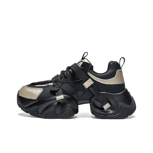 KAPPA массивные кроссовки Low Top Черный/Золото Женские
