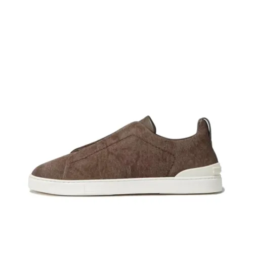 Ermenegildo Zegna Triple Stitch Скейтборд Кроссовки Низкие Коричневые Мужские