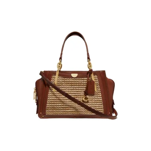 COACH DREAMER Сумка из плетеного телячьего кожаного материала сумка через плечо сумка на плечо большая женская коричневый и желтый