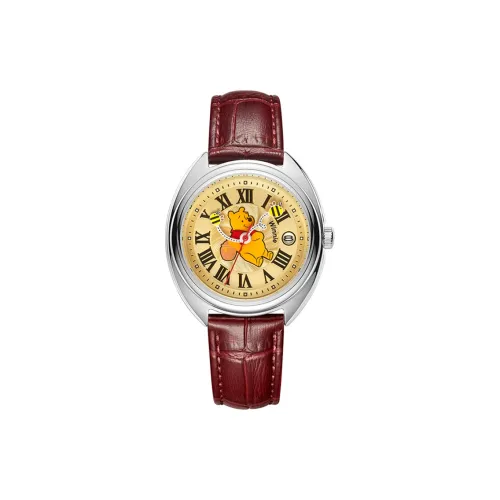 Disney Poof Series Кварцевый механизм Кожаный ремешок Часы Унисекс Многоцветный Циферблат часов MK 11519R