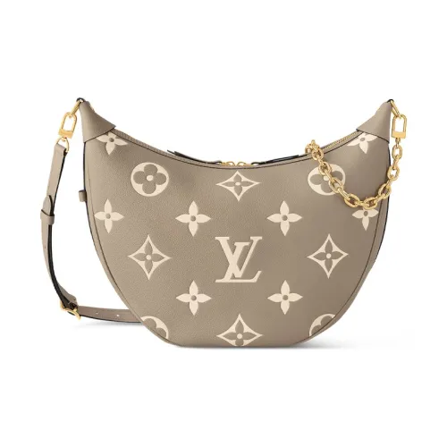 LOUIS VUITTON Loop Коровья кожа крупнозернистая Сумка через плечо Стандартная Женская Голубино-серый + Кремовый