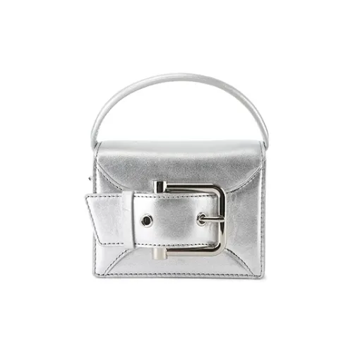 OSOI BELTED BROCLE_MICRO Корова Кожа Ручная Сумка Сумка через плечо Маленькая Женская Серебряная Белая