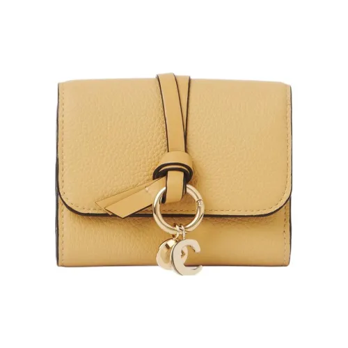 Chloe Alphabet Grained Телячья кожа с Glossy Телячья кожа Держатель для карт кошелек Маленький Женский Статический Коричневый