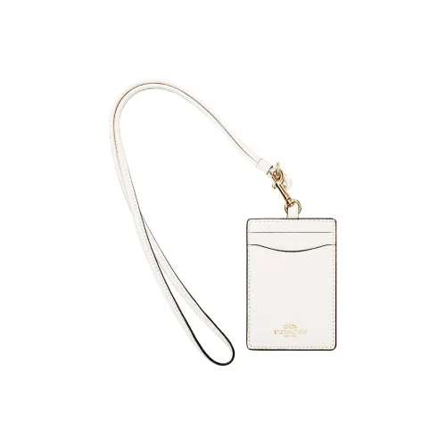 COACH Lanyard ПВХ Кожа Держатель для карт Стандартный Женские Белый