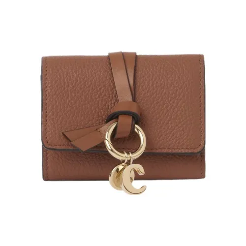 Chloe Alphabet с рельефным узором телячья кожа с глянцевым покрытием держатель для карт и кошелек мини женский коричневый