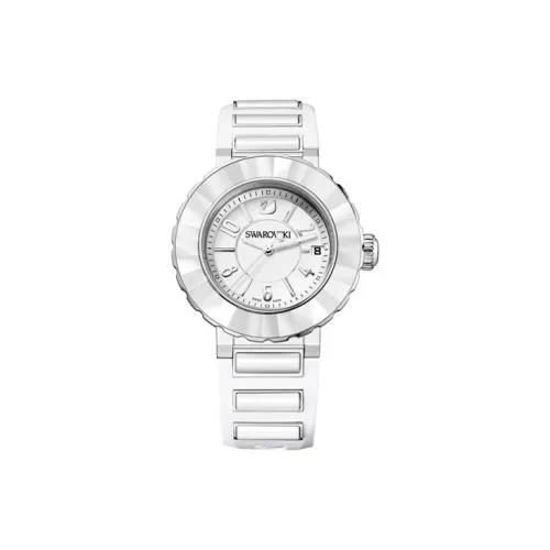 Swarovski Женские часы Кварцевый механизм Ремешок из нержавеющей стали 39 мм Белый циферблат