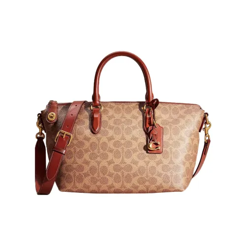 COACH Cara Холст и Кожа Сумка Большая Женская Коричневая