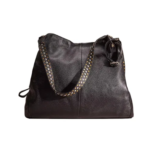 COACH Phoebe Кожа Хобо Сумка Сумка Сумка через плечо Женская Светло-Золотая и Черная