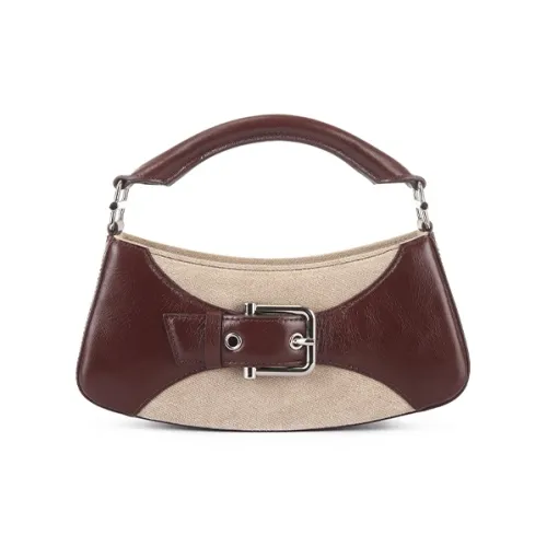 OSOI BELTED BROCLE_SMALL Корова Кожа Сумка Сумка через плечо Сумка через плечо Маленькая Женская Коричневая с принтом
