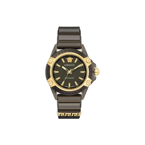 VERSACE Мужские часы Кварцевый механизм ПУ (полиуретан) Ремешок Черный Циферблат