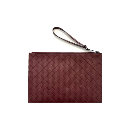 Bottega Veneta Телячья кожа Клатч Большой Мужской Бордо Красный