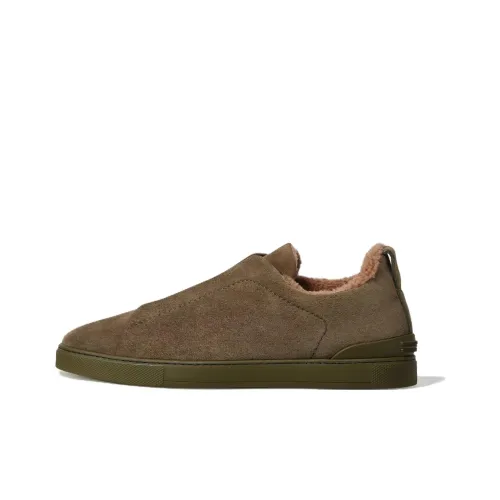 Zegna Triple Stitch Устойчивые к истиранию Низкие Кроссовки для скейтбординга Мужские Коричнево-зеленые