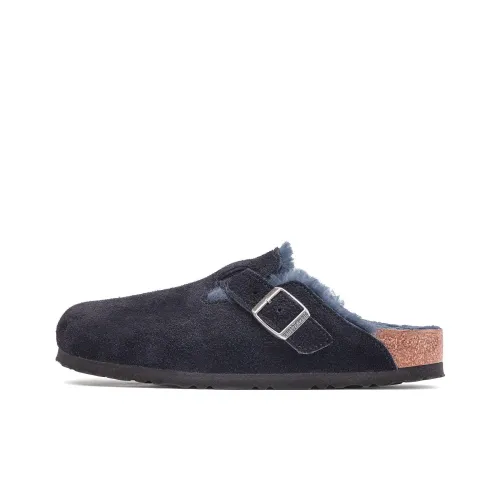 Биркенсток Boston Shearling Домашние тапочки Унисекс Полночный синий Узкая версия