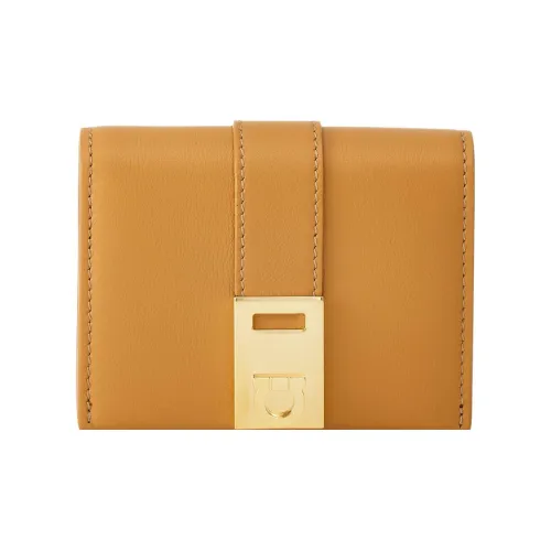 FERRAGAMO GANCINI Телячья кожа Кошелек Стандартный Женский Светлый Верблюжий