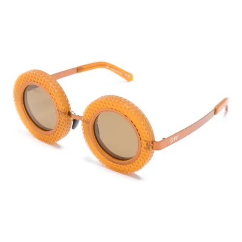 OFF Белый Металл Ацетат Круглые Солнцезащитные очки Унисекс Желтый