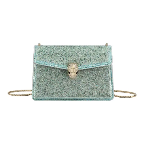 BVLGARI Serpenti Forever Series Замша Сумка через плечо Мини Женская Светло-синяя