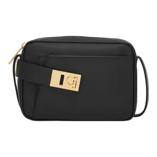 FERRAGAMO Телячья кожа Camera Сумка Сумка через плечо Маленькая Женская Черная