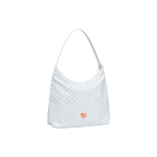 GOYARD Bohème Hobo Холст с кожей Сумка на плечо Комбинированная сумка Сумка на плечо Женская Белая и Оранжевая Маленькое сердце Edition