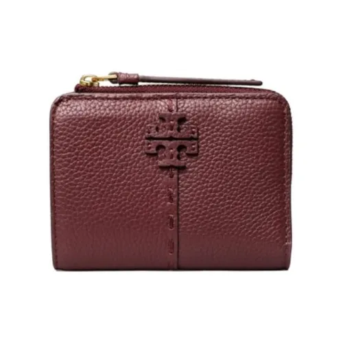TORY BURCH McGraw Litchi Grain Кожа Монета Кошелек Кошелек Стандартный Женский Бордовый