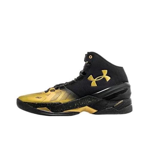 Under Armour Curry 2 Slip-Resistant и Abrasion-Resistant Покрытие Высокие Баскетбольные Кроссовки Мужские Черные