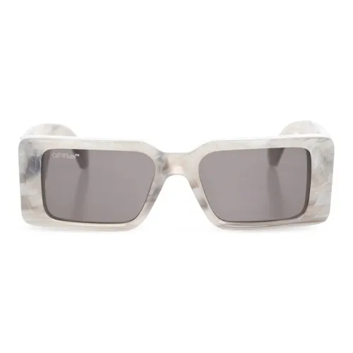 OFF Белый Ацетат Квадратные Солнцезащитные Очки Унисекс Белый