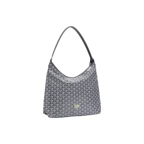 GOYARD Bohème Hobo Холст с кожей Сумка на плечо Комбинированная сумка Сумка на плечо Женская Серый Светло-зеленый Сердце