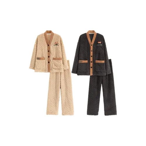 Сон JL4400 Черно-коричневый Унисекс Пижамные комплекты