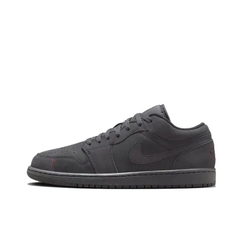 Jordan Air Jordan 1 Винтажные баскетбольные кроссовки Low Топ Черный Серый Цвет Мужской