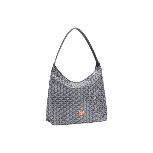 GOYARD Bohème Hobo Холст с кожей Сумка на плечо Комбинированная сумка Сумка на плечо Женская Серый Апельсин Маленькое сердце Edition