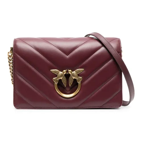 PINKO Click series Сумка через плечо из козьей кожи с коровьей кожей женская бордового цвета