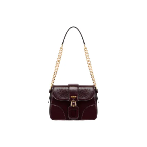 MOSCHINO Сумка через плечо из козьей кожи женская бордовая
