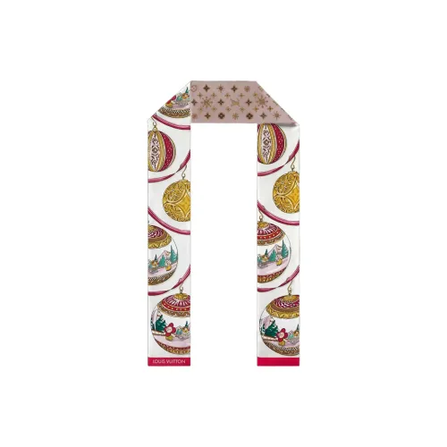 LOUIS VUITTON XMAS VIVIENNE Шелковые шарфы Женские Коричневый