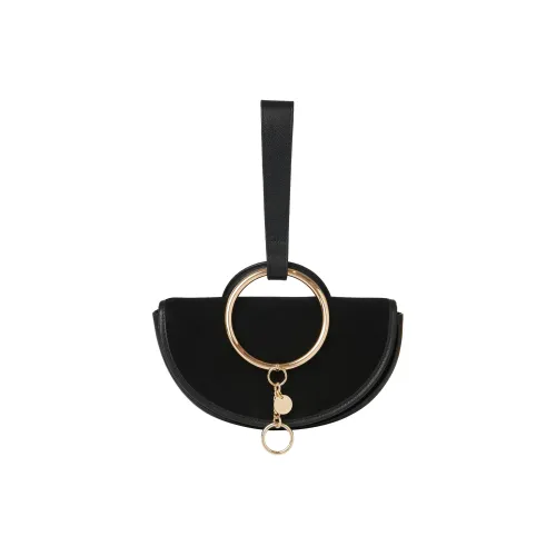 See By Chloe Замша с Fine крупнозернистой текстурой кожи коровы Полумесяц Сумка Женская Черная